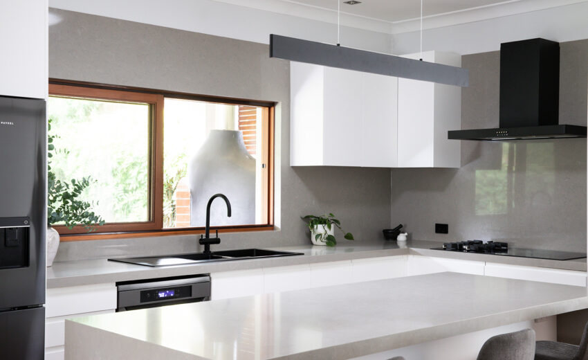 StoneCraft Kitchen & Bath | Projects At our latest project, the transformation of Frederico's kitchen was a masterpiece of form and function. Striving for a contemporary, yet timeless look, we incorporated the sleek elegance of alpine grey stone, expertly juxtaposed against pristine white cabinetry. Our heat-resistant, stain, and scratch-resistant countertops were handpicked, catering to Frederico's bustling life as a culinary artist.